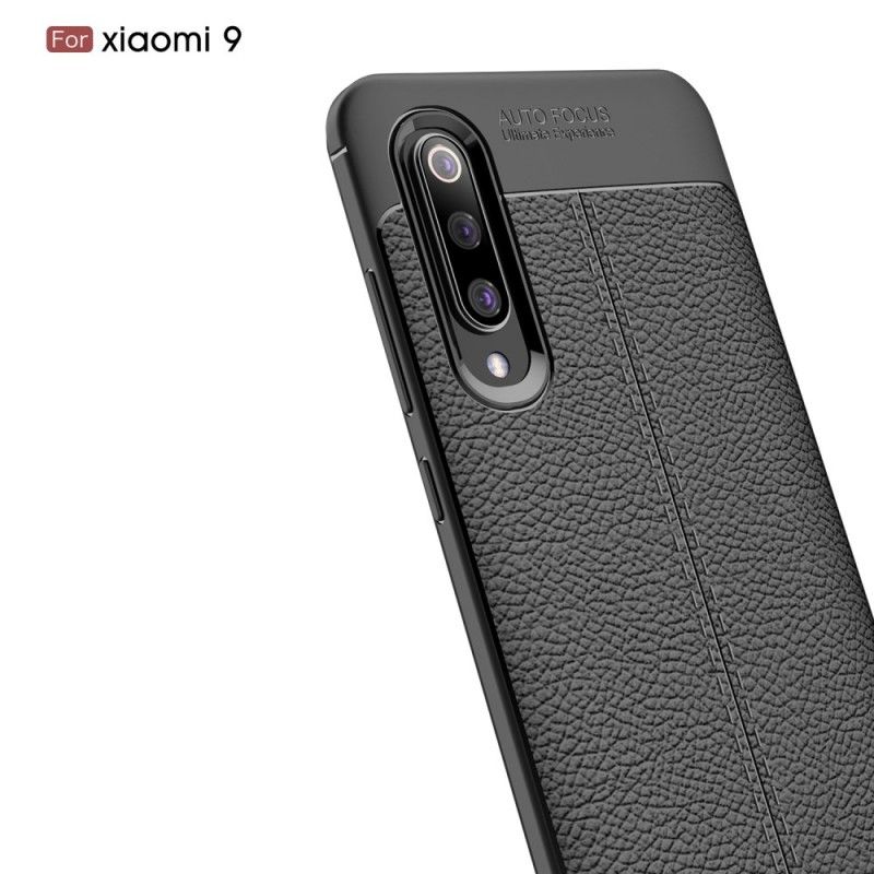 Deksel Xiaomi Mi 9 Svart Dobbeltlinje Litchi-Effekt