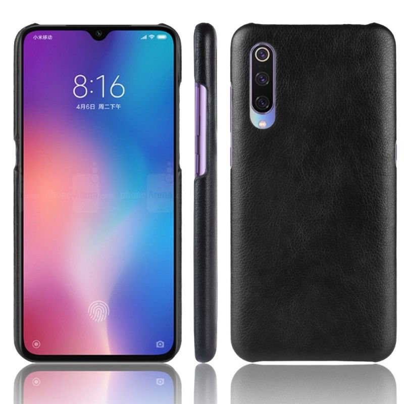 Deksel Xiaomi Mi 9 Svart Lychee-Effekt Beskyttelse