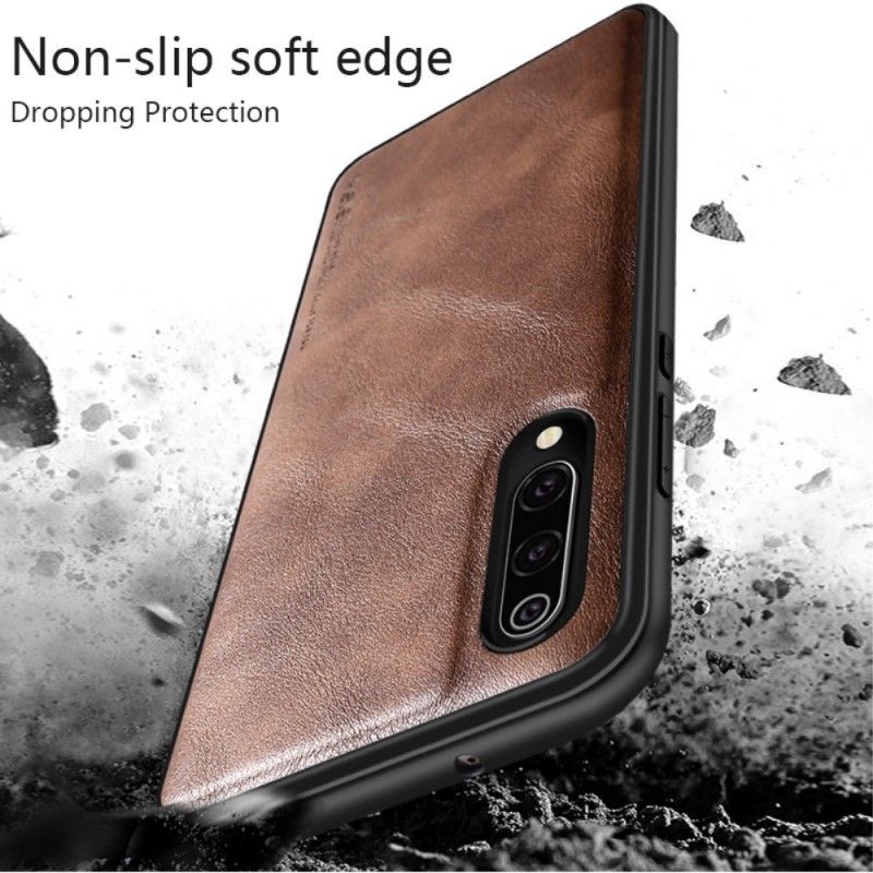 Deksel Xiaomi Mi 9 Svart Vintage Skinneffekt Anti-fall