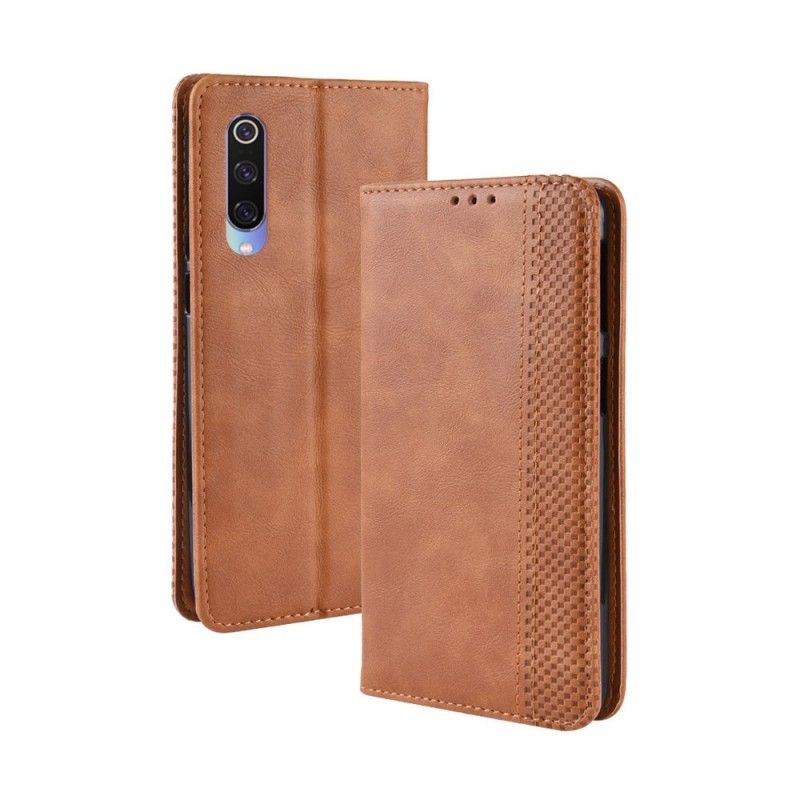 Folio Deksel Xiaomi Mi 9 Svart Stilisert Vintage-Skinneffekt