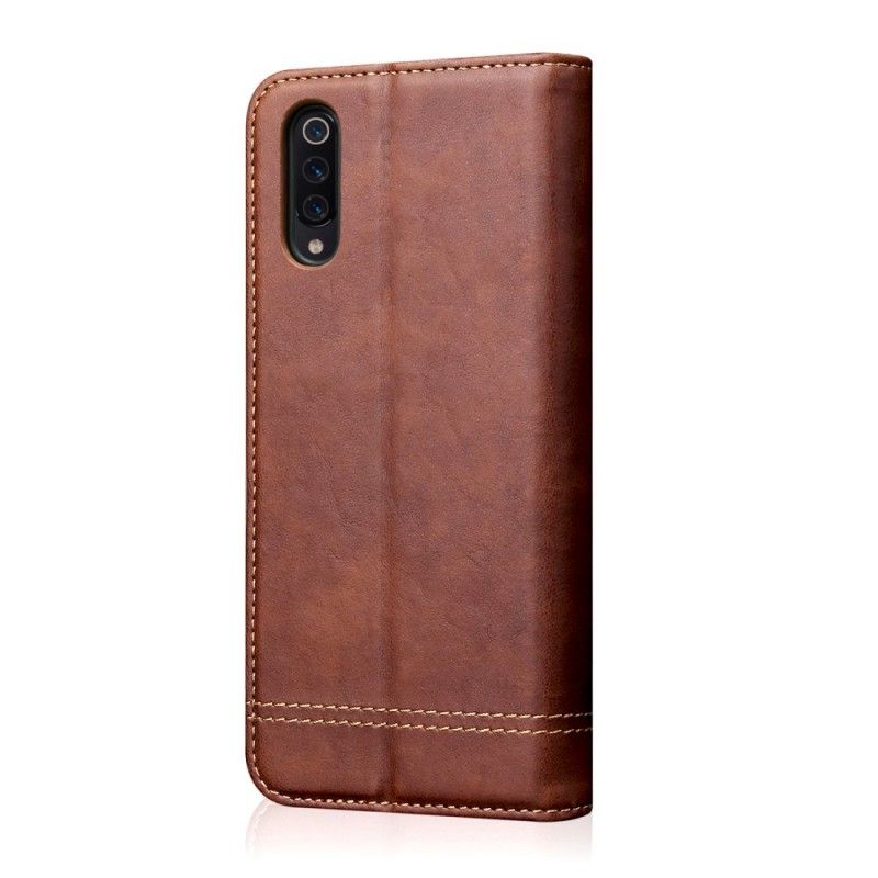 Folio Deksel Xiaomi Mi 9 Svart Sydd Skinneffekt