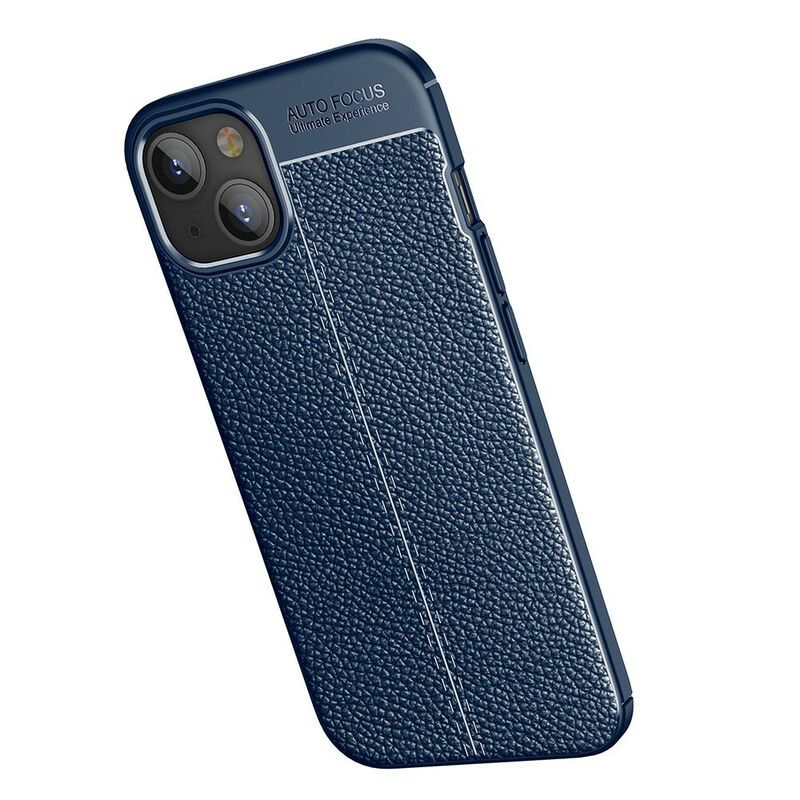 Deksel iPhone 13 Mini Double Line Litchi Leather Effect