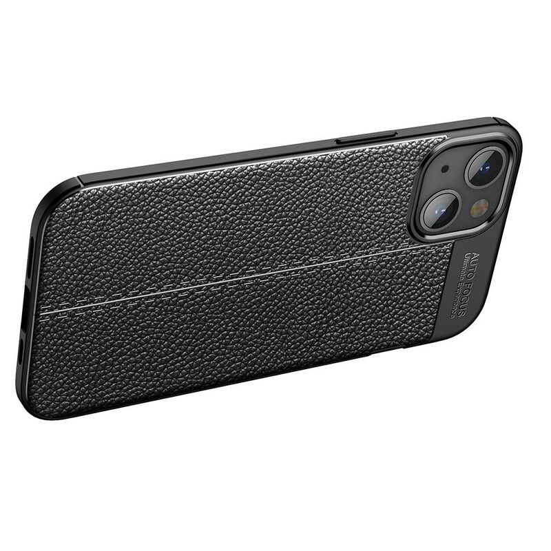 Deksel iPhone 13 Mini Double Line Litchi Leather Effect