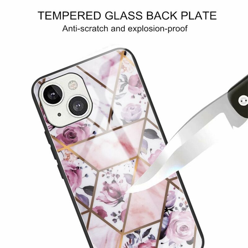 Deksel iPhone 13 Mini Herdet Glassmarmorgeometri