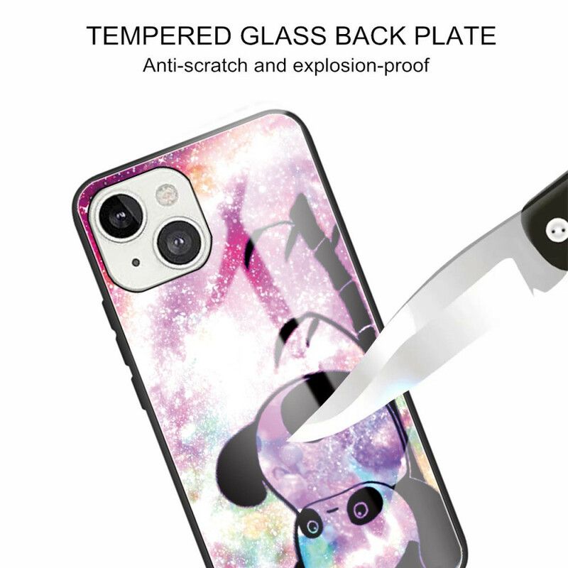 Deksel iPhone 13 Mini Panda Og Bambus Herdet Glass