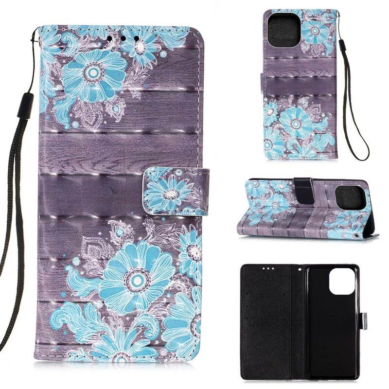 Folio Deksel iPhone 13 Mini Blå Blomster