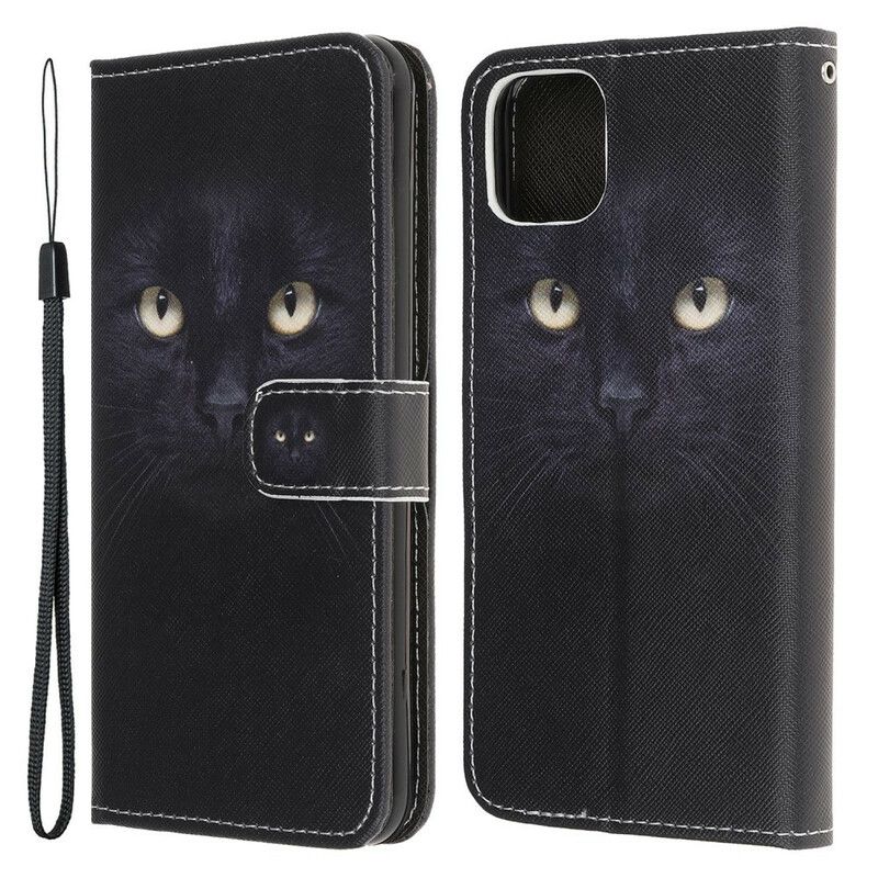 Folio Deksel iPhone 13 Mini Black Strappy Cat Eyes