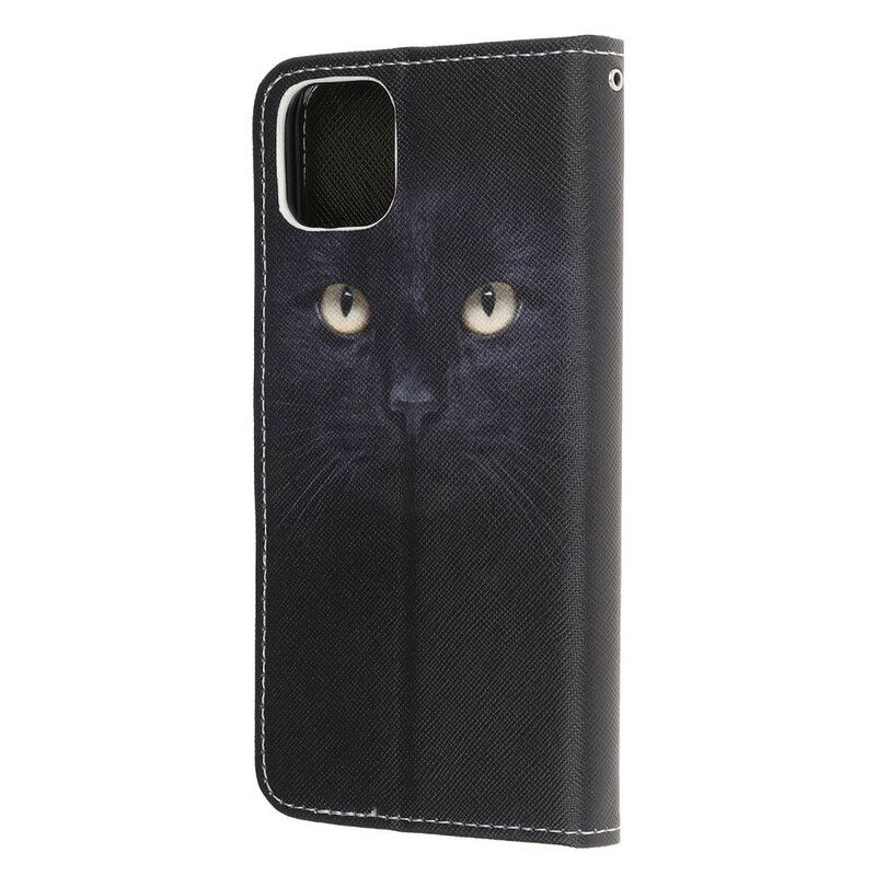 Folio Deksel iPhone 13 Mini Black Strappy Cat Eyes