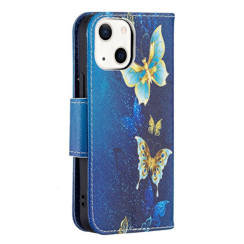 Folio Deksel iPhone 13 Mini Butterflies Kings