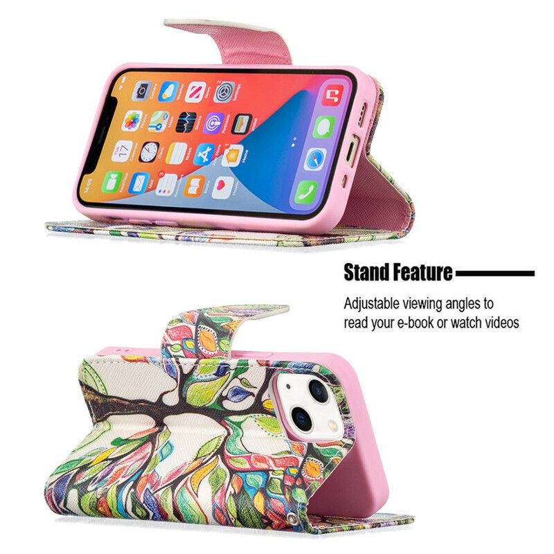 Folio Deksel iPhone 13 Mini Farget Tre