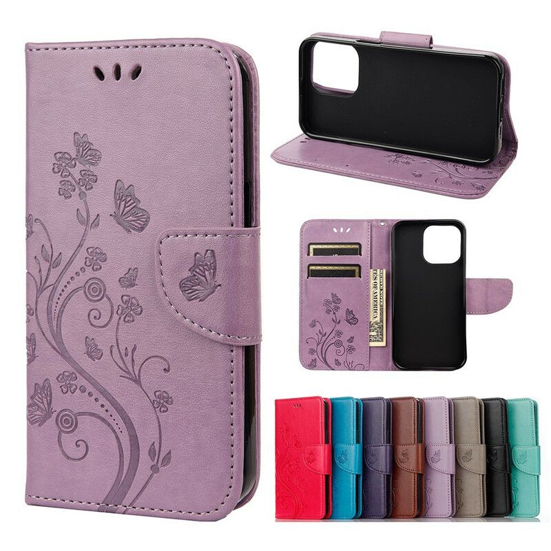 Folio Deksel iPhone 13 Mini Floral Strappy