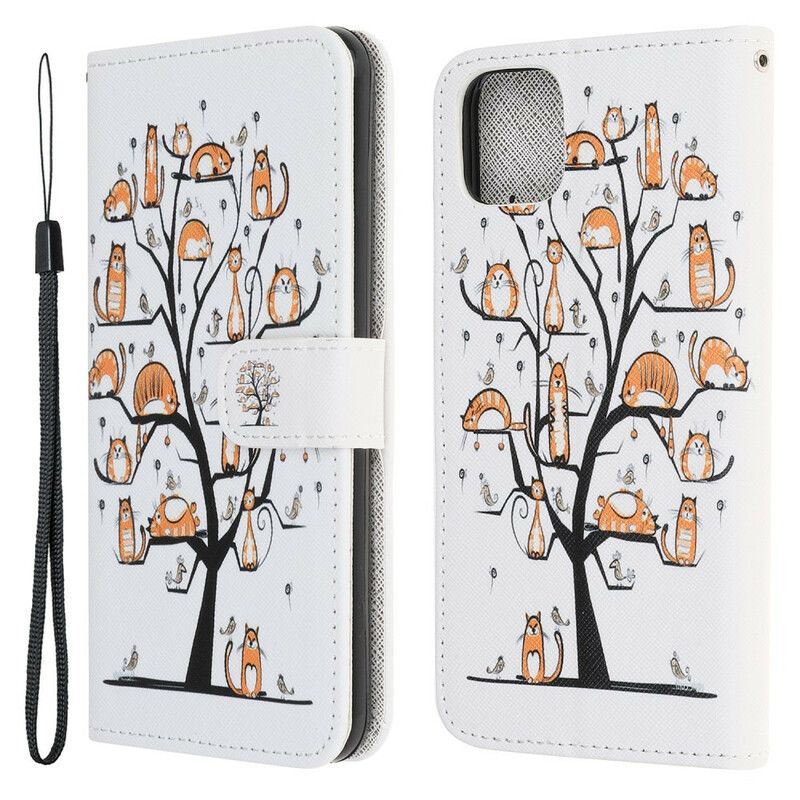 Folio Deksel iPhone 13 Mini Funky Cats Strappy