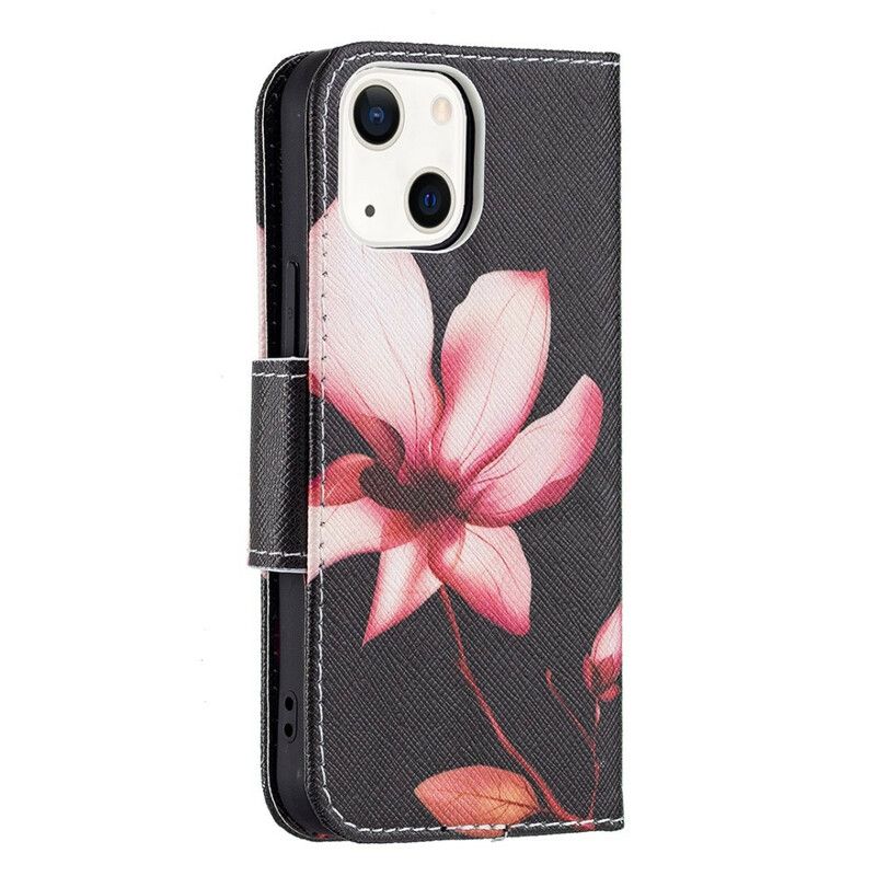 Folio Deksel iPhone 13 Mini Rosa Blomst Beskyttelse Deksel