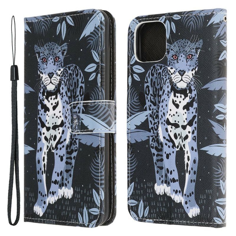 Folio Deksel Til iPhone 13 Mini Leopard Strappy