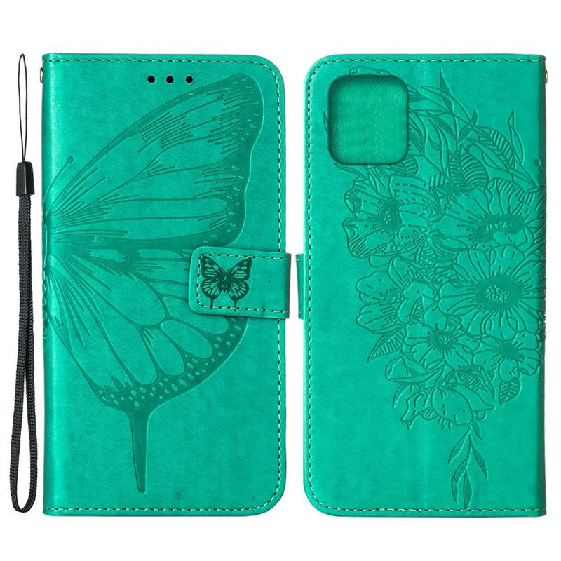 Lærdeksel Folio Deksel iPhone 13 Mini Mobildeksel Butterfly Design