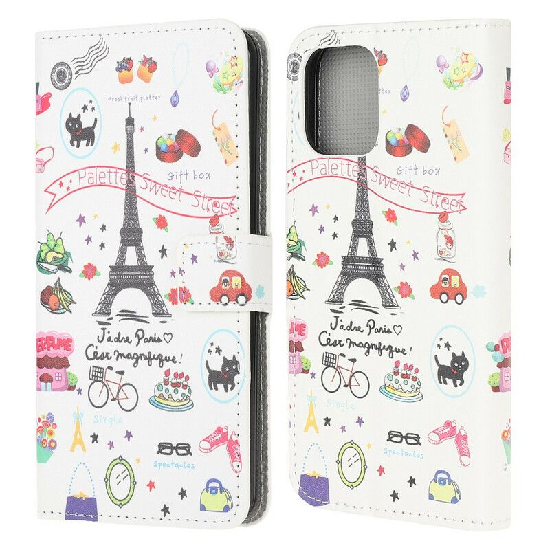 Lærdeksel Folio Deksel iPhone 13 Mini Mobildeksel Jeg Elsker Paris
