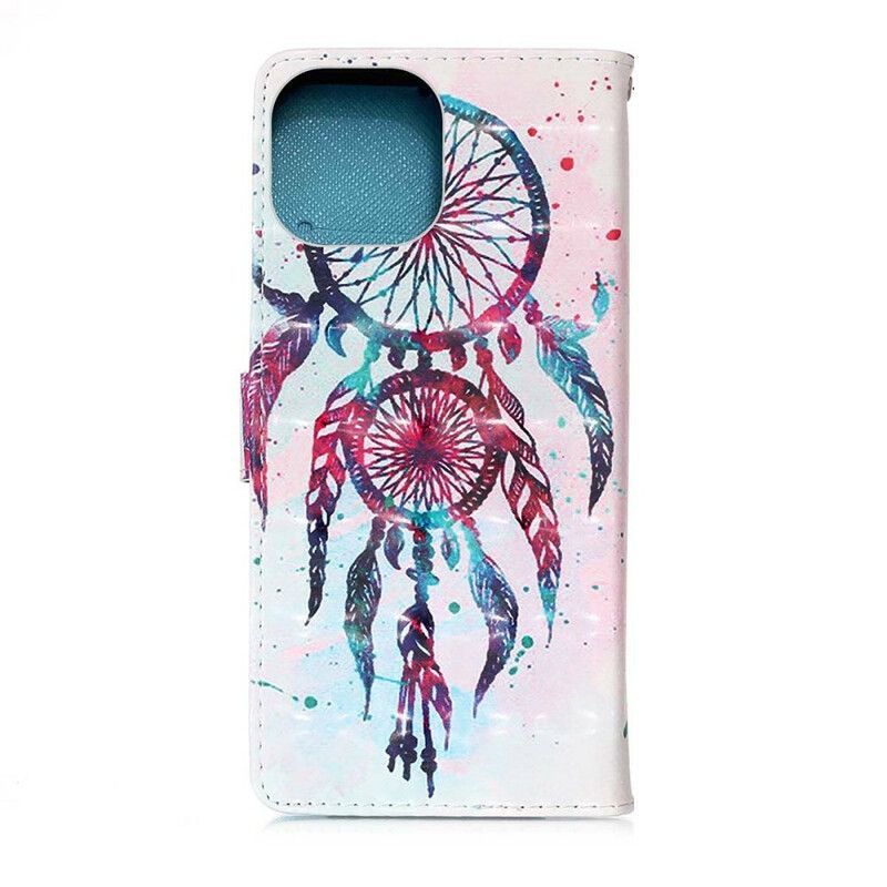 Lærdeksel Folio Deksel iPhone 13 Mini Mobildeksel Watercolor Dream Catcher