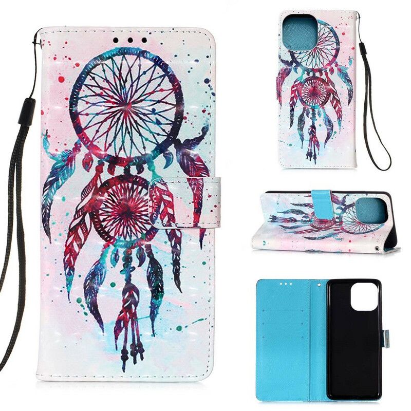 Lærdeksel Folio Deksel iPhone 13 Mini Mobildeksel Watercolor Dream Catcher