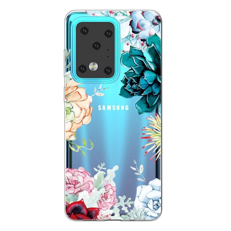 Deksel Samsung Galaxy S20 Ultra Mobildeksel Gjennomsiktige Akvarellblomster