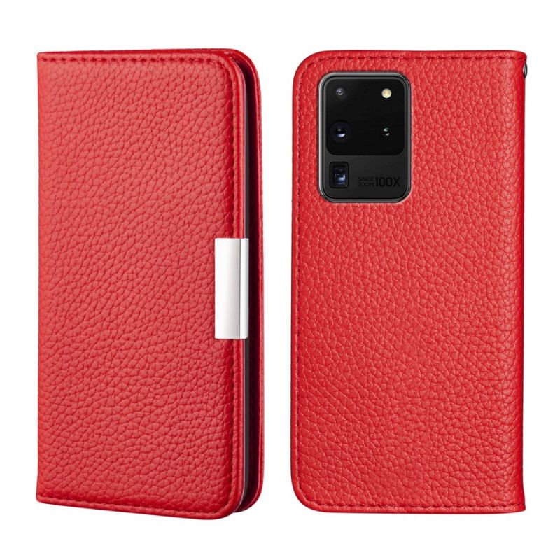 Folio Deksel for Samsung Galaxy S20 Ultra Svart Ultra Elegant Lychee Imitert Skinn