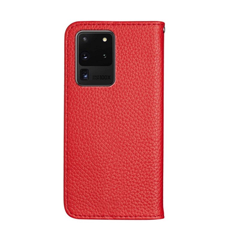 Folio Deksel for Samsung Galaxy S20 Ultra Svart Ultra Elegant Lychee Imitert Skinn