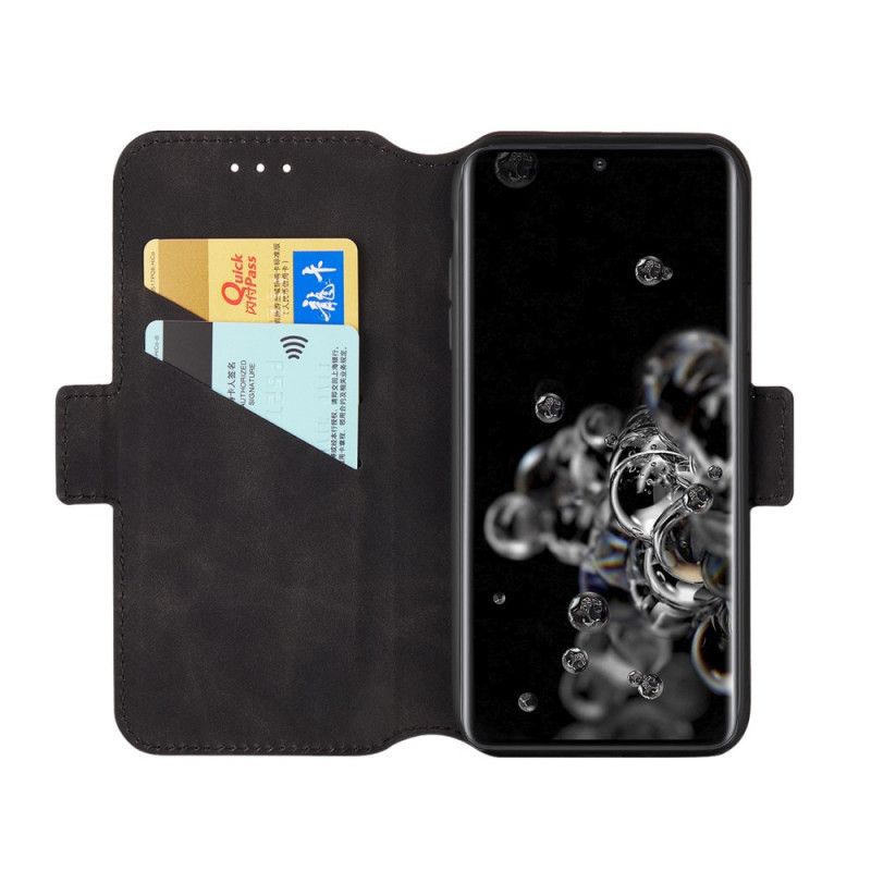 Folio Deksel for Samsung Galaxy S20 Ultra Svart To-Tone Vertikal Linje