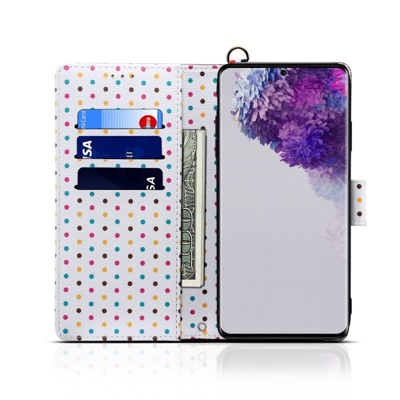 Folio Deksel Samsung Galaxy S20 Ultra Rosa Polka Dot Uniform Beskyttelse