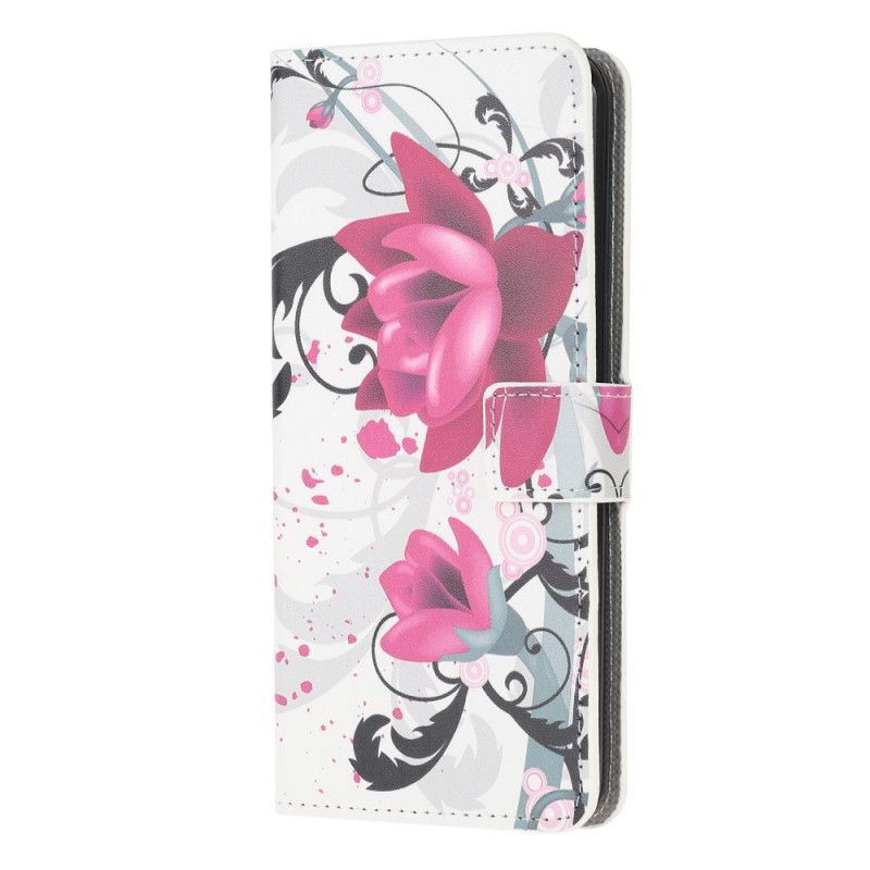 Folio Deksel Samsung Galaxy S20 Ultra Rosa Tropiske Blomster Beskyttelse