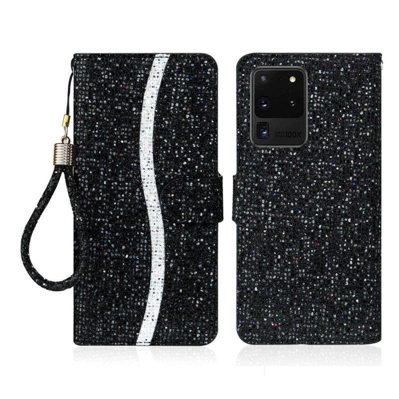 Folio Deksel Samsung Galaxy S20 Ultra Svart Glitter S Design