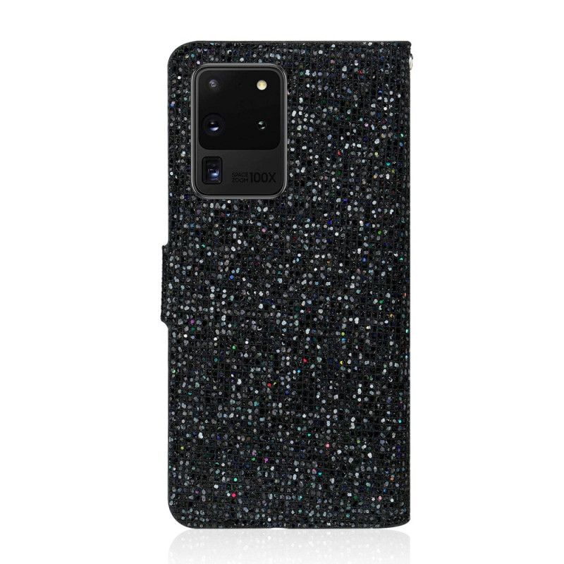 Folio Deksel Samsung Galaxy S20 Ultra Svart Glitter S Design