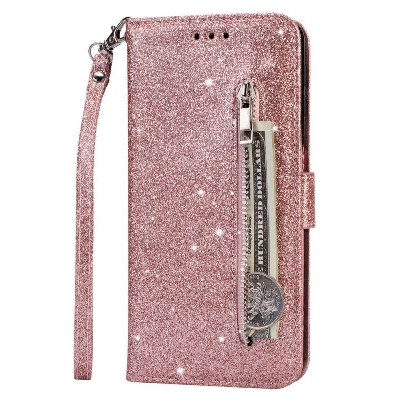 Folio Deksel Til Samsung Galaxy S22 5G Glitter Myntpung