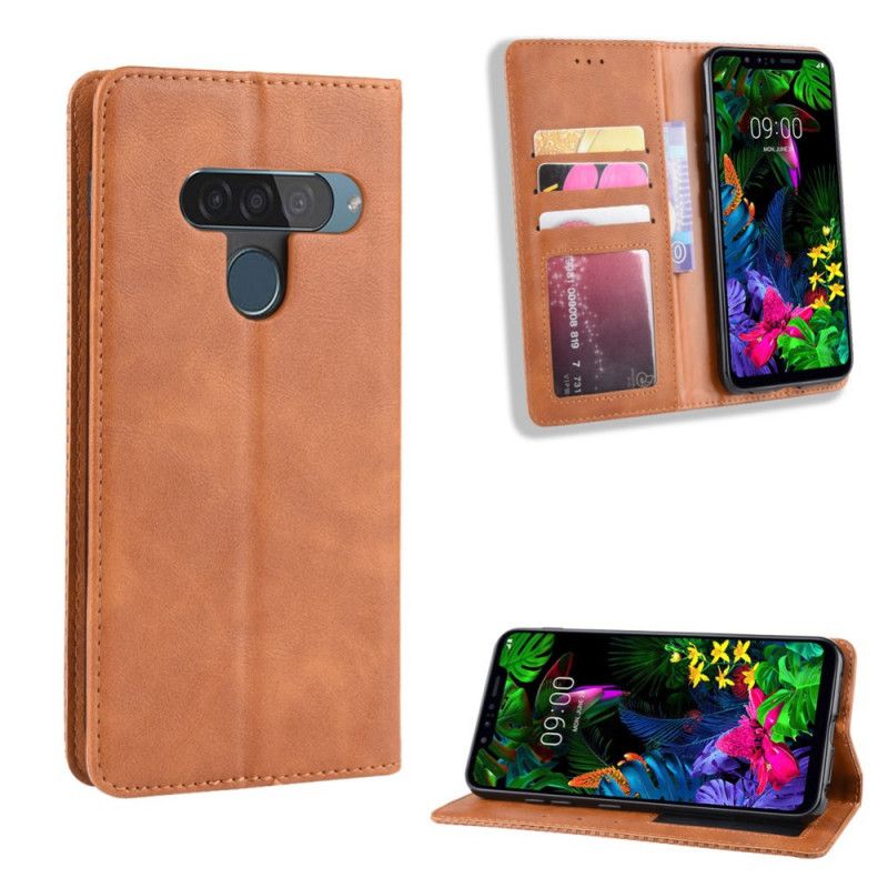 Folio Deksel ThinQ LG G8S ThinQ Svart Stilisert Vintage-Skinneffekt