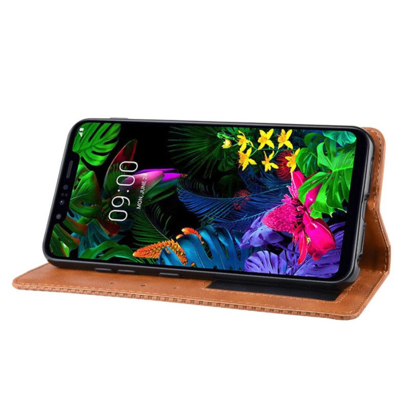 Folio Deksel ThinQ LG G8S ThinQ Svart Stilisert Vintage-Skinneffekt