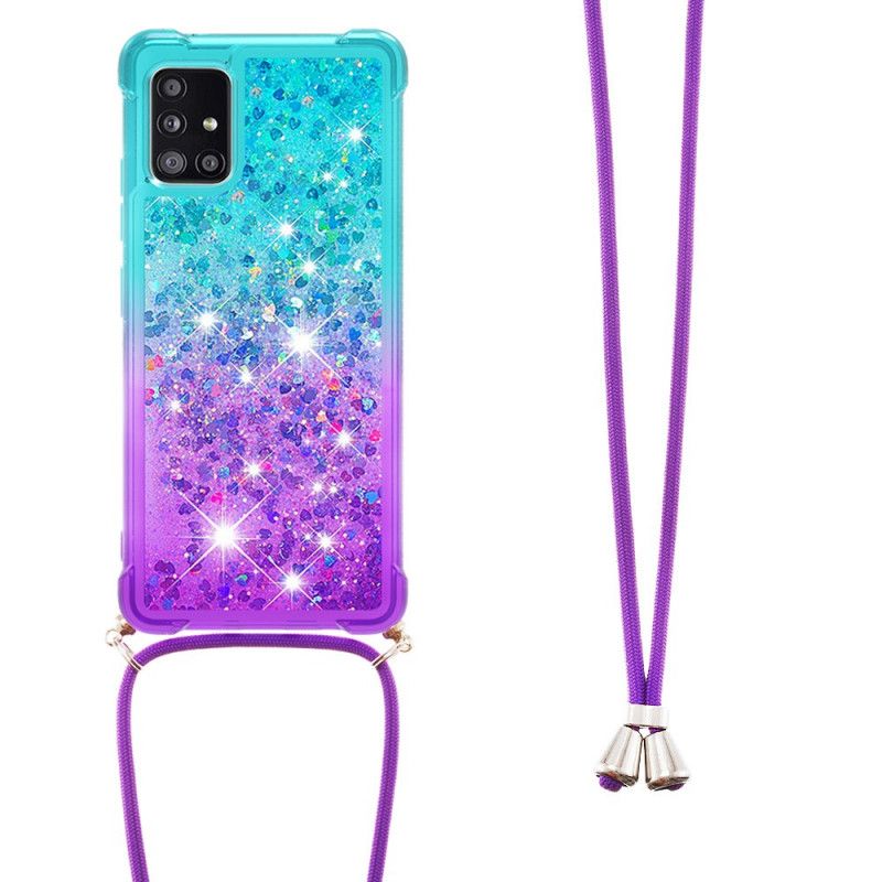 Deksel for Samsung Galaxy A71 Rosa Silikonglitter Og Ledning