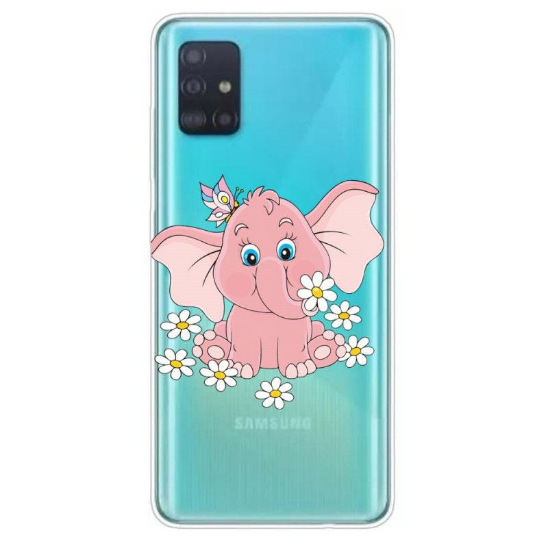 Deksel Samsung Galaxy A71 Gjennomsiktig Rosa Elefant