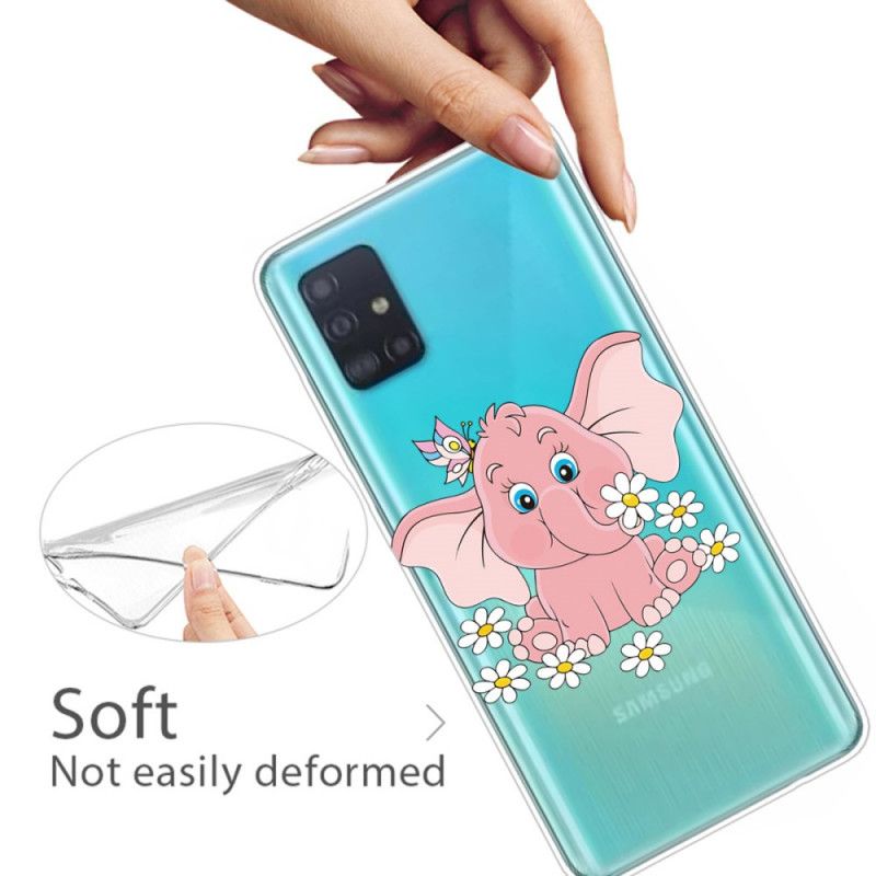 Deksel Samsung Galaxy A71 Gjennomsiktig Rosa Elefant