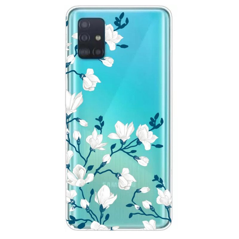 Deksel Samsung Galaxy A71 Hvite Blomster Anti-fall