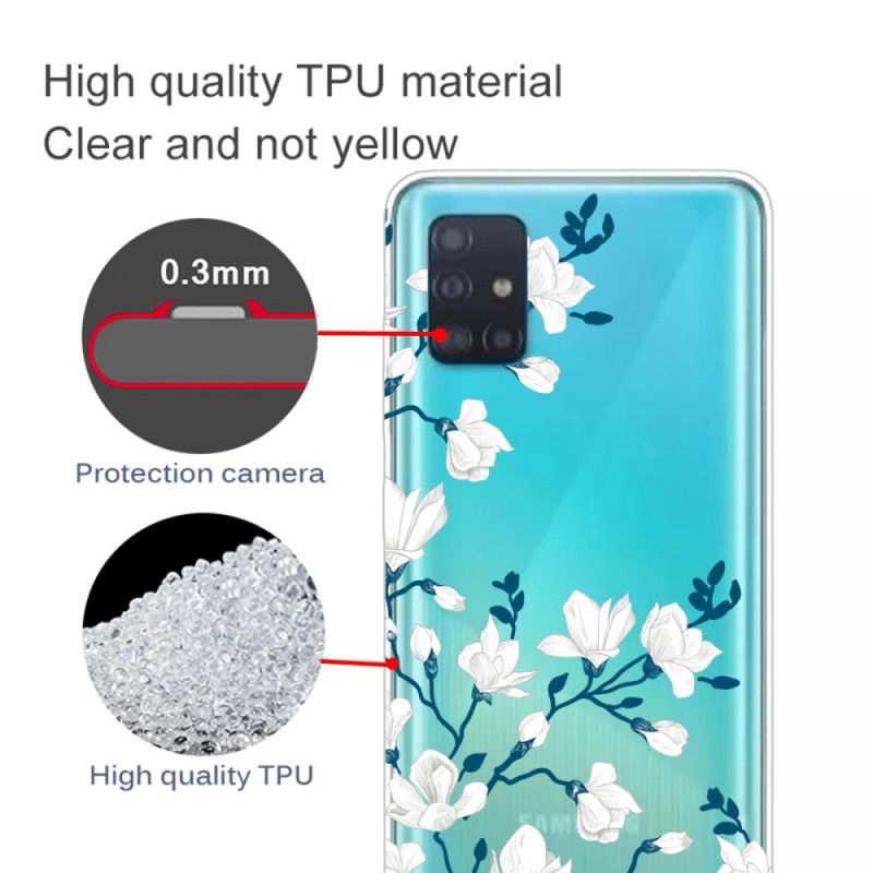 Deksel Samsung Galaxy A71 Hvite Blomster Anti-fall