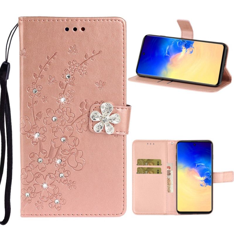 Folio Deksel for Samsung Galaxy A71 Lilla Blomstersjarm