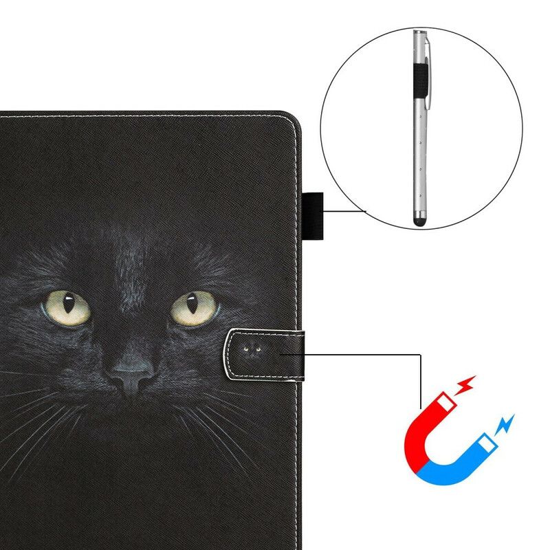 Lærdeksel Folio Deksel Samsung Galaxy Tab A7 Lite Mobildeksel Black Cat Eyes