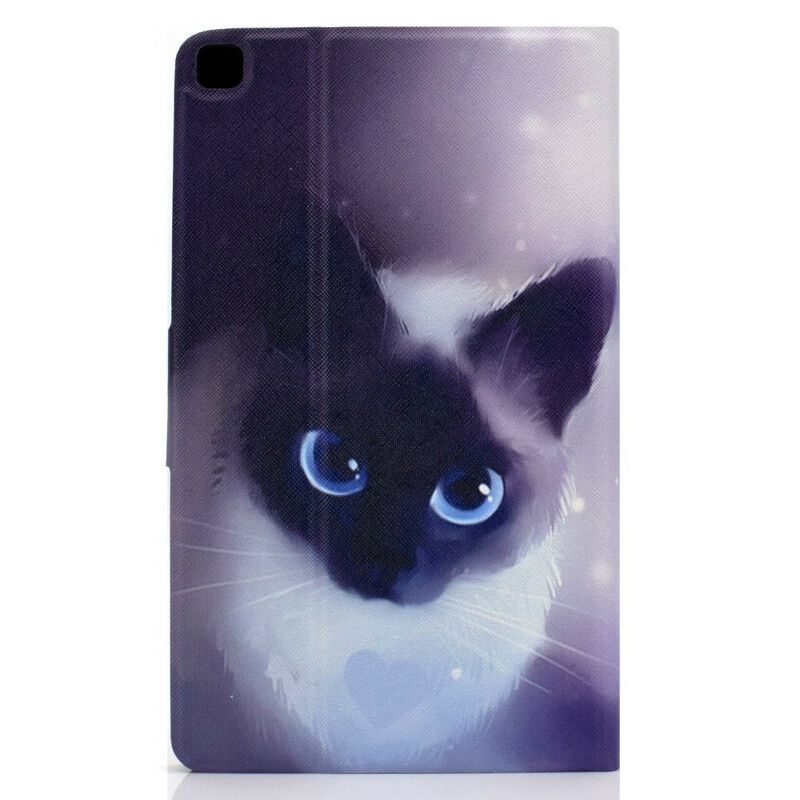 Lærdeksel Folio Deksel Samsung Galaxy Tab A7 Lite Mobildeksel Blue Eyes Cat