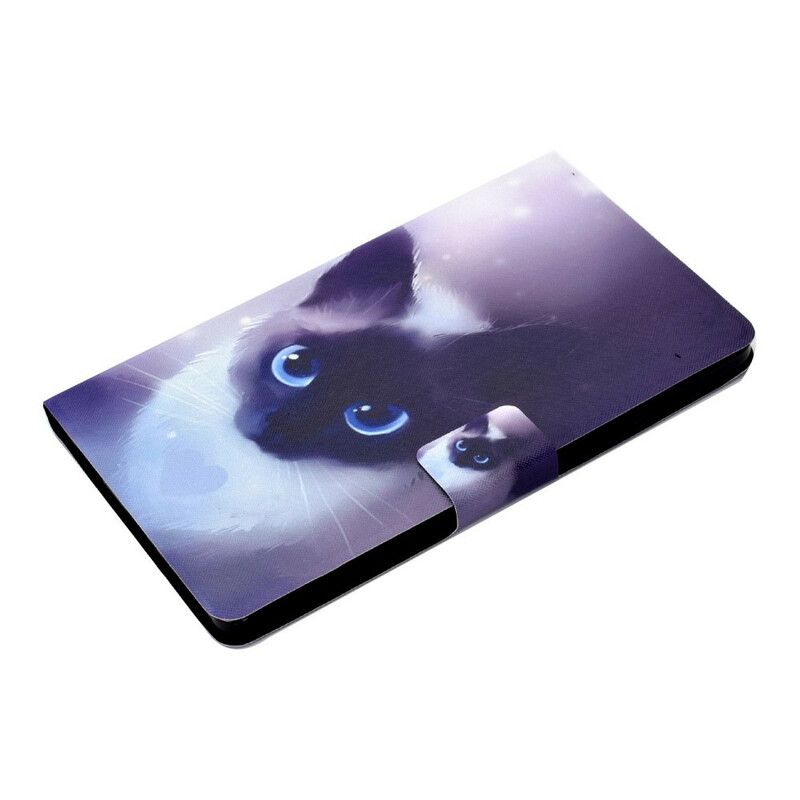 Lærdeksel Folio Deksel Samsung Galaxy Tab A7 Lite Mobildeksel Blue Eyes Cat