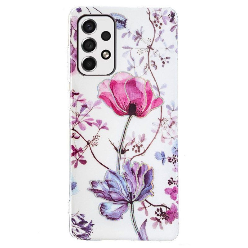 Deksel Til Samsung Galaxy A53 5G Marmorerte Blomster