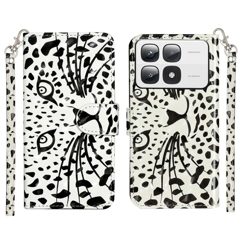 Folio Deksel Xiaomi 14t Pro Leopard Grafisk Stropp