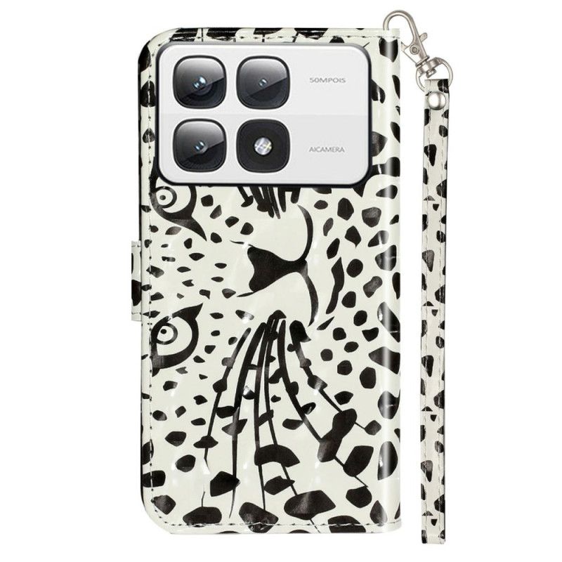 Folio Deksel Xiaomi 14t Pro Leopard Grafisk Stropp