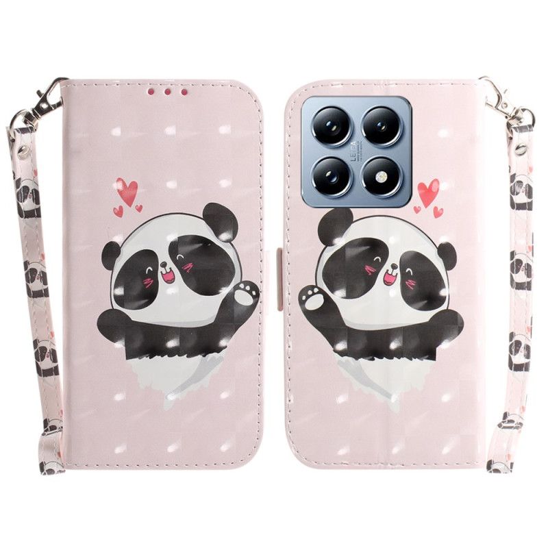 Folio Deksel Xiaomi 14t Pro Panda Love Med Stropp