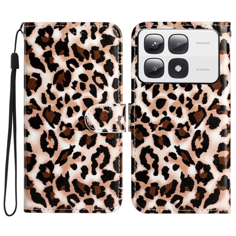 Lærdeksel Folio Deksel Xiaomi 14t Pro Leopardtrykk