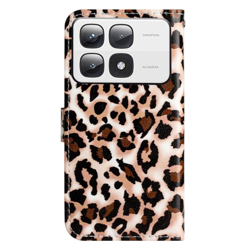 Lærdeksel Folio Deksel Xiaomi 14t Pro Leopardtrykk