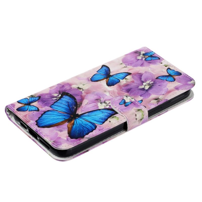 Lærdeksel Folio Deksel Xiaomi 14t Pro Mobildeksel Premium Blomster Og Sommerfugler