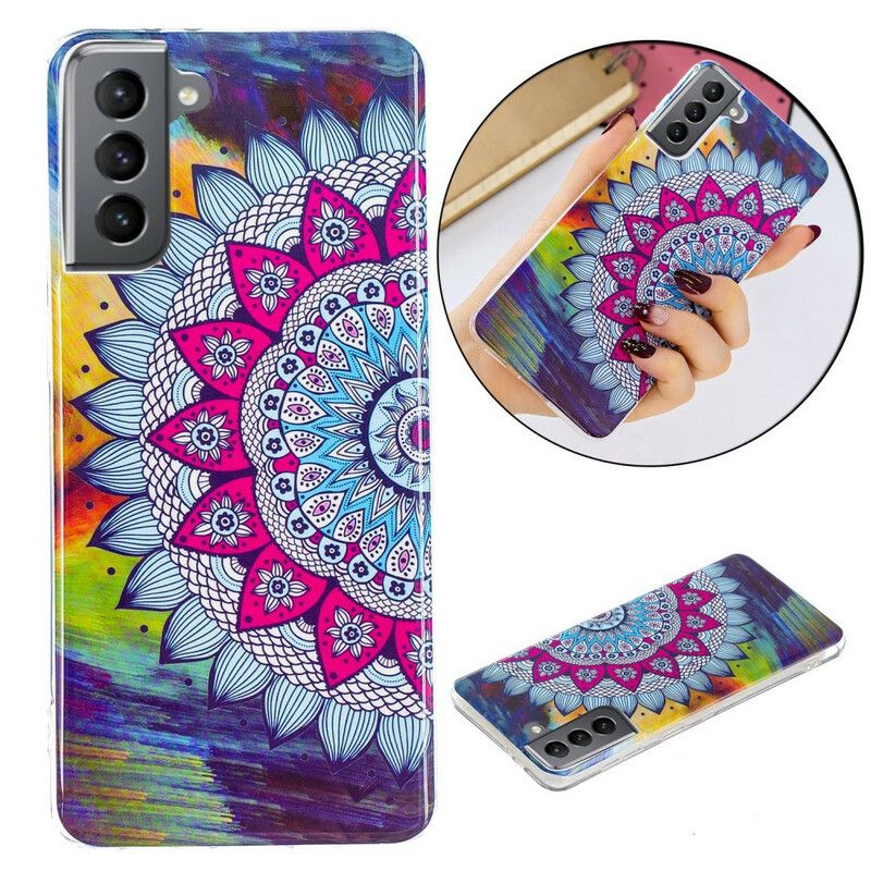 Deksel Samsung Galaxy S21 Fe Fluorescerende Farget Mandala